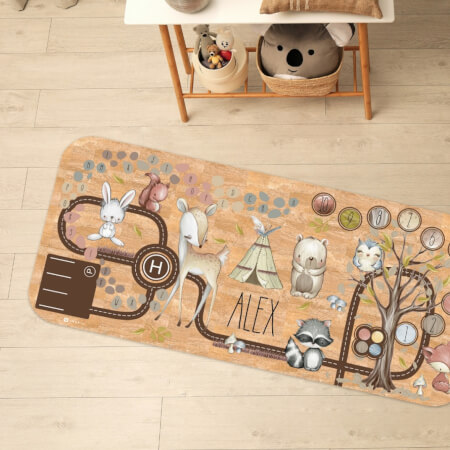 Carpet with animals for girls and boys made of cork