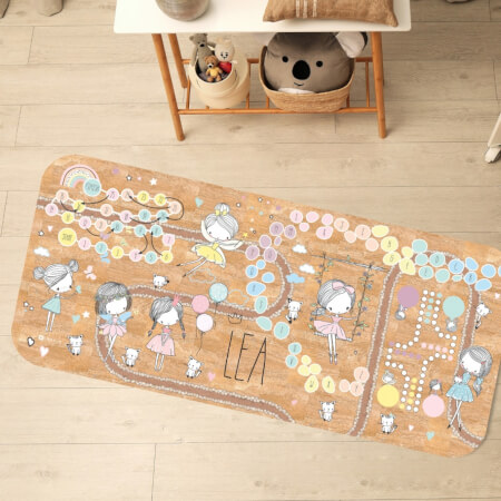 Dívčí koberec z korku s vílami a duhou