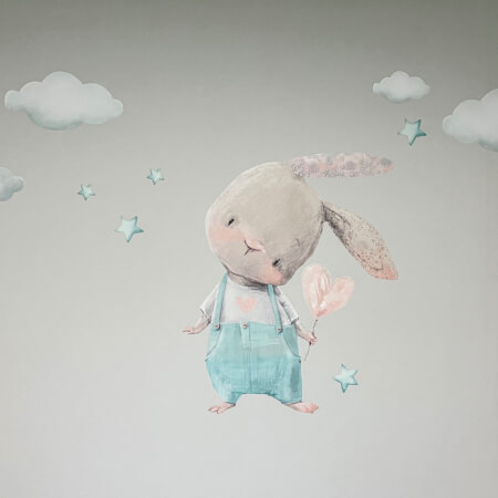 Wallstickers – Kaniner, stjerner, skyer