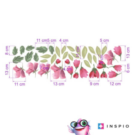 Αυτοκόλλητα Τοίχου - Ροζ Λουλούδια