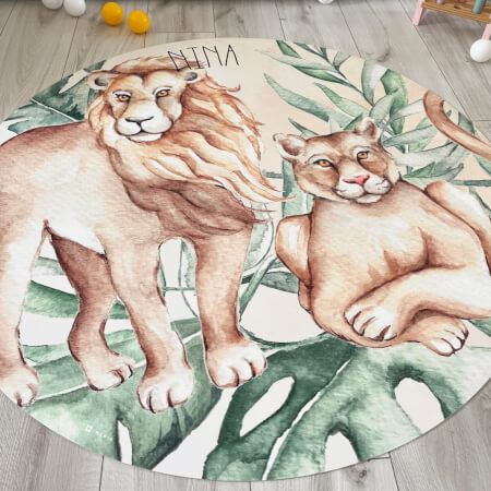 Runder teppich - Löwe SAFARI