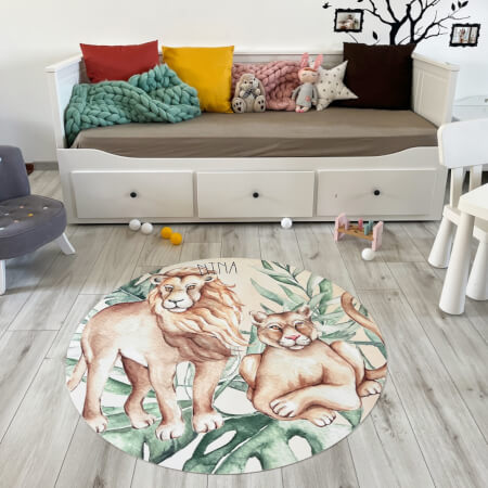 Runder teppich - Löwe SAFARI