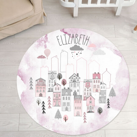 Custom size rugs - Pink houses