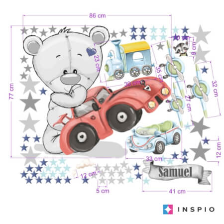 Wall stickers - Teddy bears, cars, stars and airplanes