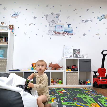 Wall stickers - Teddy bear, train and airplanes