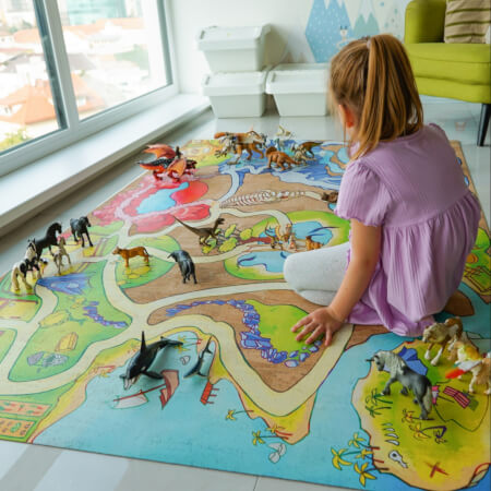 INSPIO korkový koberec na hranie - Rozprávková krajina s dúhou Korkoland