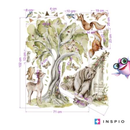 Sticker for Kids' Room - Enchanting Forest with Cheerful Animals