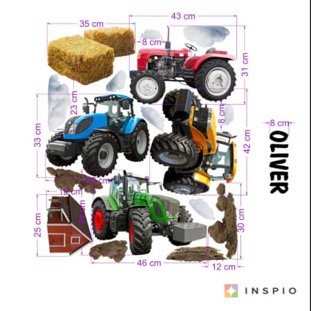Wall Sticker for Boys - Tractors with Name