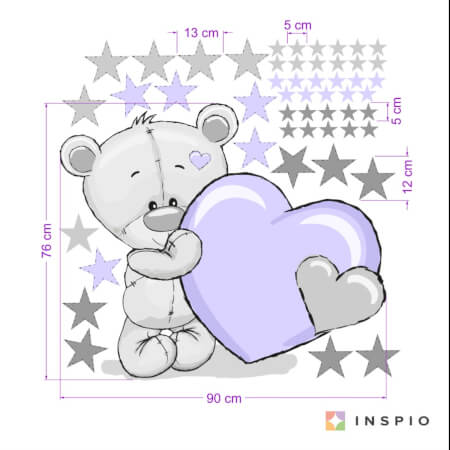 Sticker - Teddy bear with stars and a name