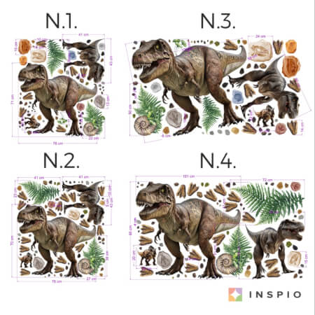 Samolepka na zeď - Dinosauři, Triceratops a Dinosaurus Rex