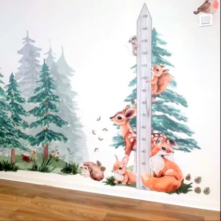 Детски метър за стена 150 см с животни „FOREST“ 