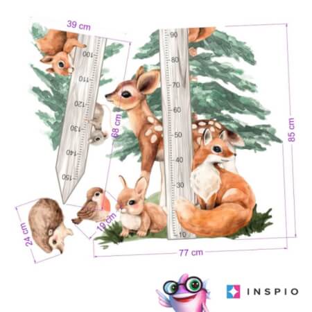 Stickers for kids - FOREST animals with a child growth meter