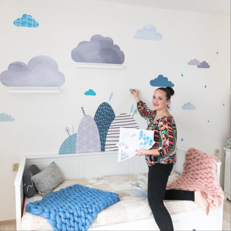 Selbstklebende Wandtattoos mit Wolken für IKEA-Regale 012op