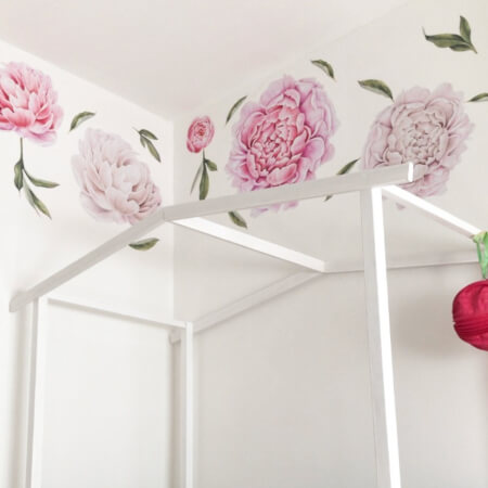 Muursticker - Zelfklevend behang van bloemen - Pioenrozen
