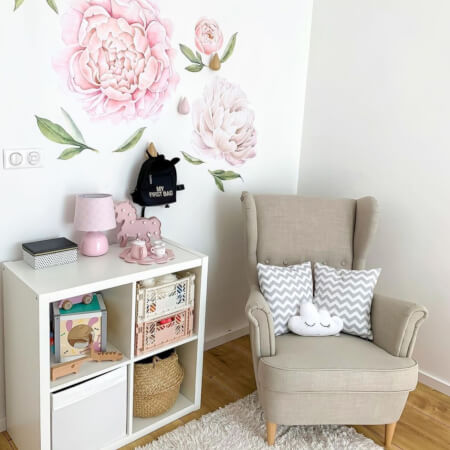 Self-adhesive flower wallpapers - light pink Peonies