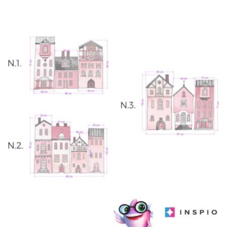 Adhesivos para pared: casas rosas