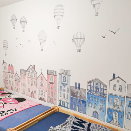 Αυτοκόλλητα τοίχου - Ροζ σπίτια