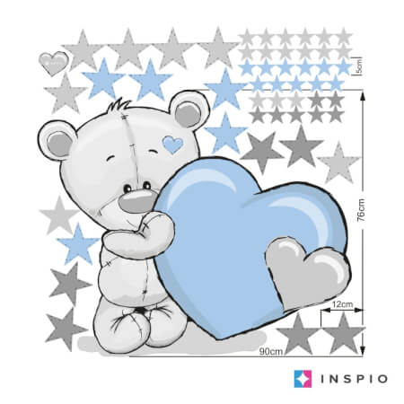 Stickers for children's room - Teddy bear with stars in blue color