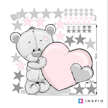 Sticker for a little girl - Teddy bear in pastel colors with stars
