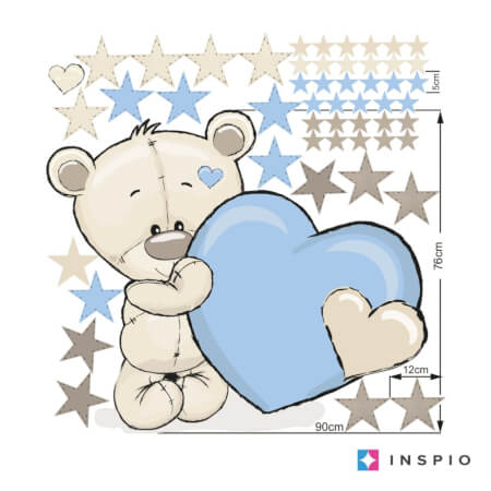 Wall sticker - Bear with a light blue heart