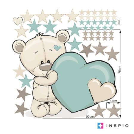 Wall sticker for children's room - Small bear with a menthol heart