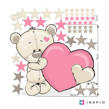 Sticker for little girl - Bear with hearts and name