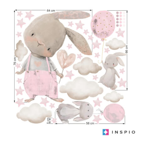 Watercolor wall stickers - Light pink bunnies