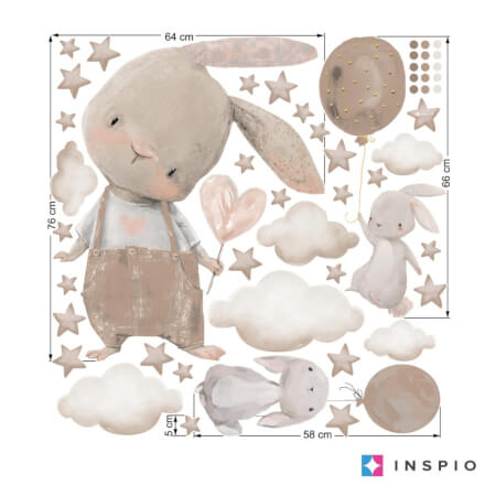 Stickers for children's room - Rabbits in brown design