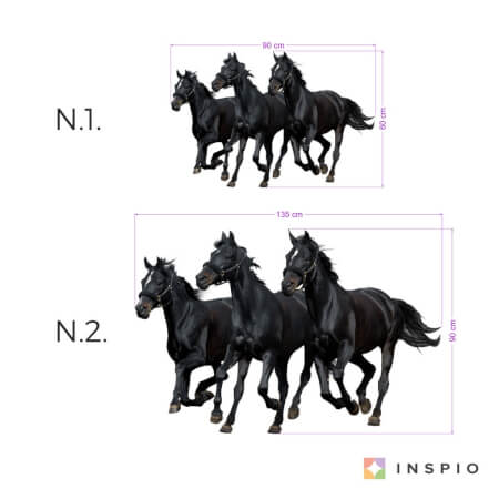 Sticker mural - Trois chevaux noirs