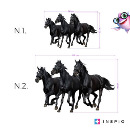 Muursticker Drie zwarte paarden