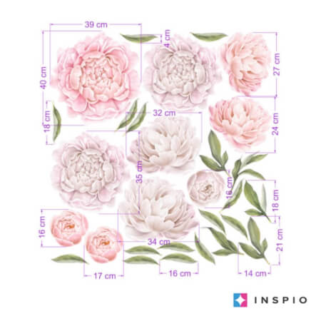 Papel pintado floral autoadhesivo: peonías en rosa claro