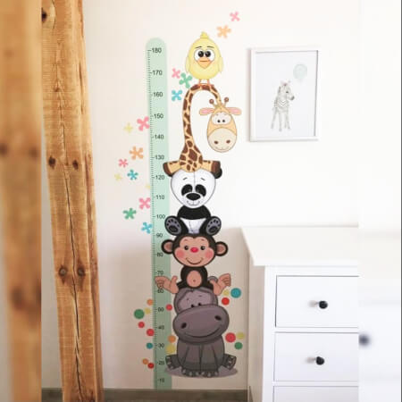 Nálepka na stenu - Meter a Veselé zvieratka (180cm)