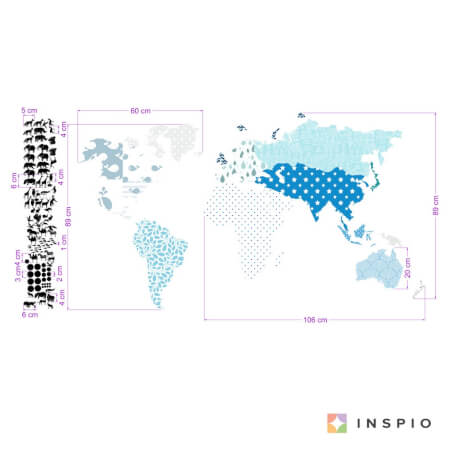 Harta lumii cu texturi - autocolant