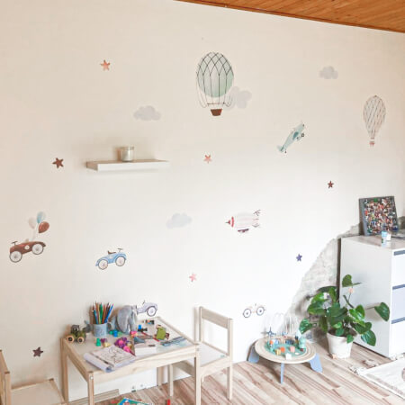 Papéis de parede autocolantes - Caros antigos e balões de ar quente