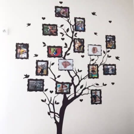 Samolepka na zdi ve vlastní barvě - Strom s fotkami