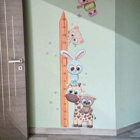 Toise murale 150cm avec animaux CUTE2