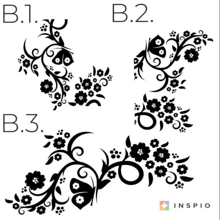 Sticker mural - Ornament avec fleurs et papillon