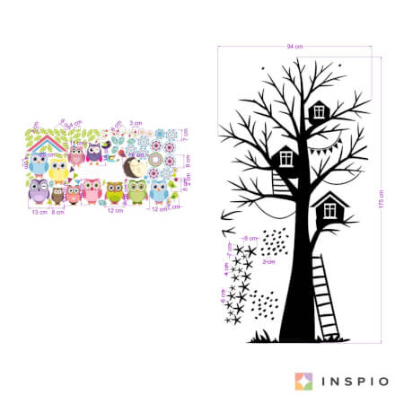 Stickers muraux - Hiboux sur un arbre