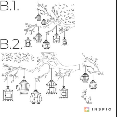 Stickers muraux - Branches d'arbres avec les cages à oiseaux